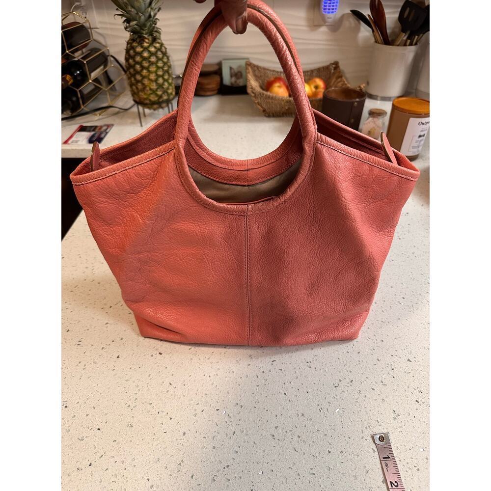 Talbots Genuine Leather Hobo Shoulder Bag Small Coral Pink Boho - Picture 8 of 11